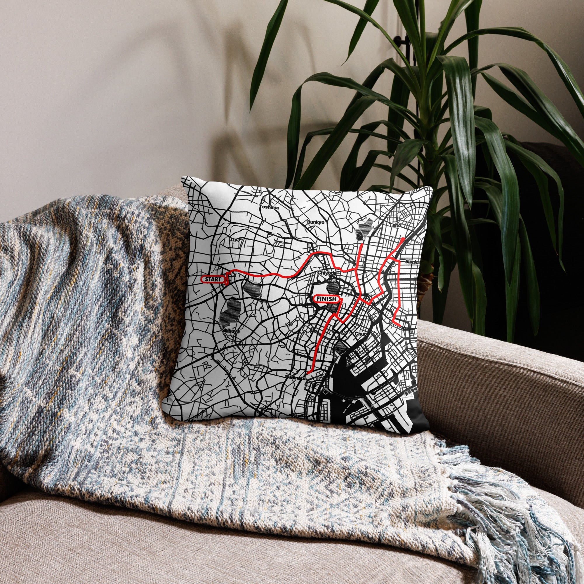 Tokyo cheapest Map Pillow - Japan Map Pillow 18x18