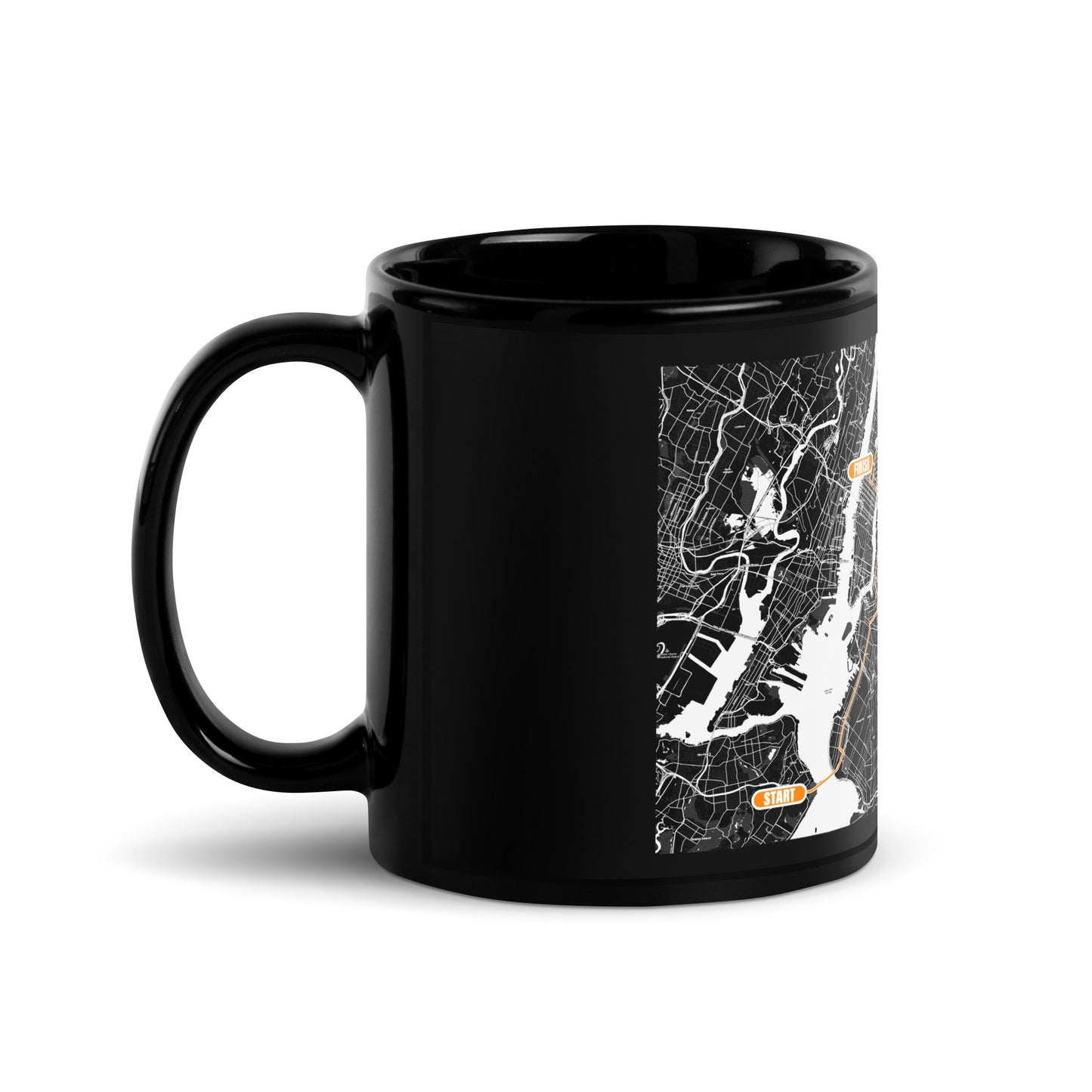 2024 NEW YORK CITY 26.2 BLACK AND ORANGE MUG WITH MAP