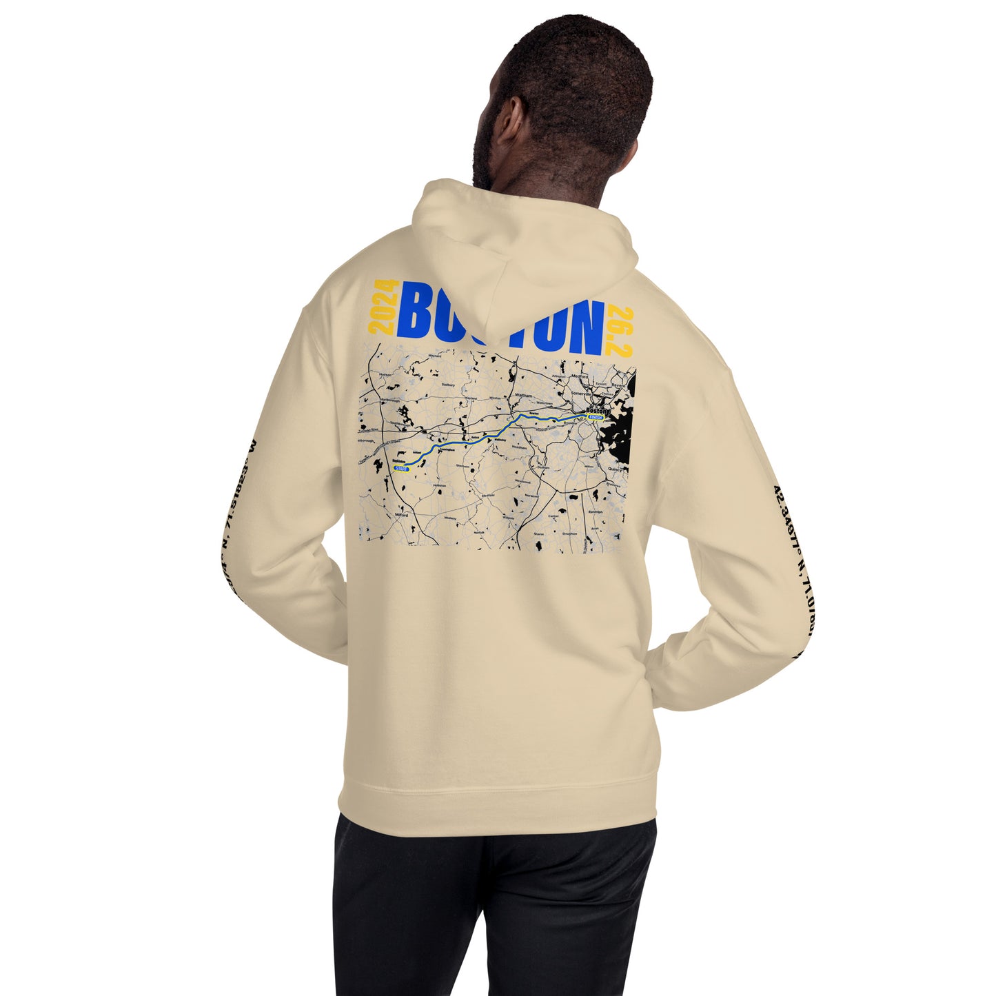 2024 BOSTON 26.2 UNISEX HOODIE - BLUE