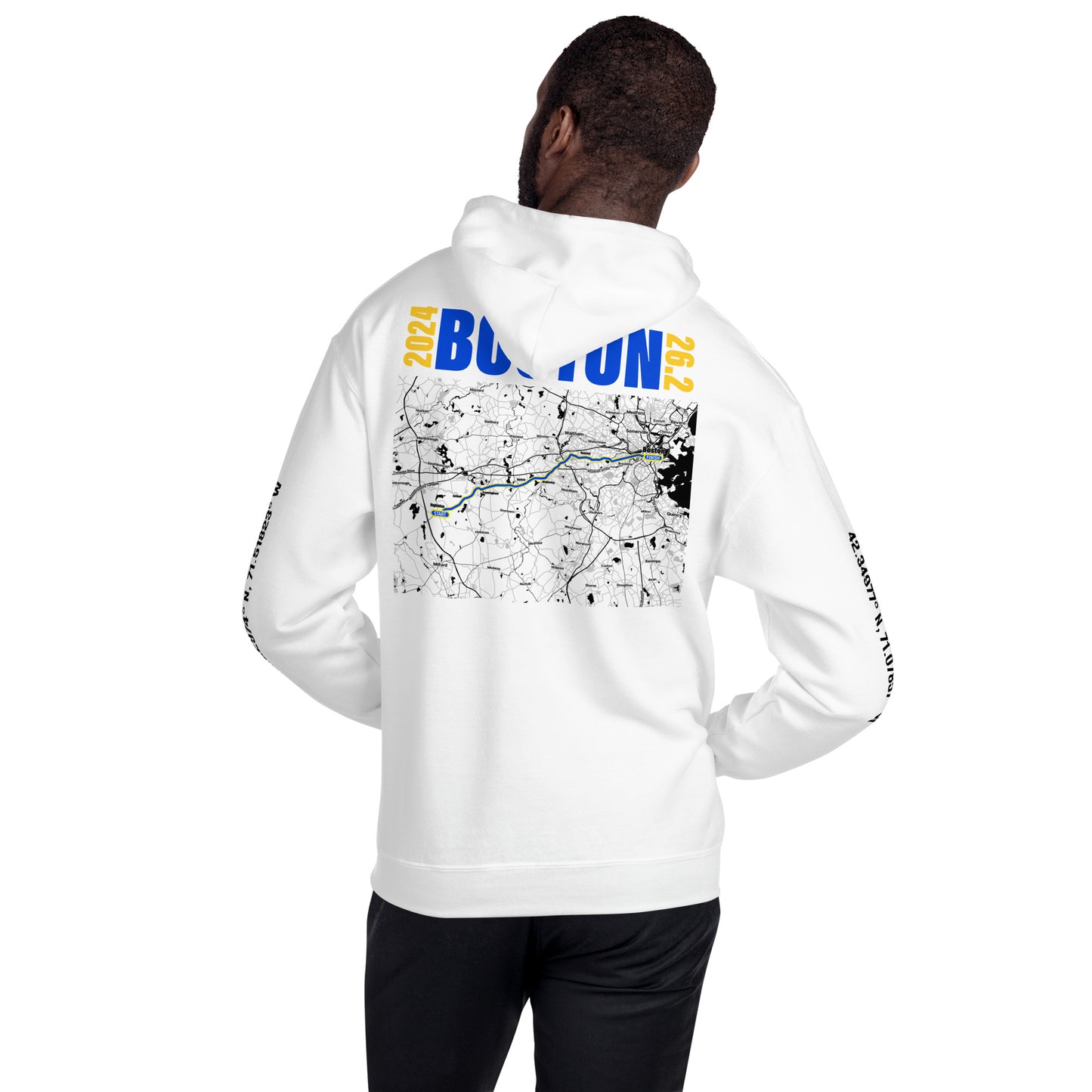 2024 BOSTON 26.2 UNISEX HOODIE - BLUE