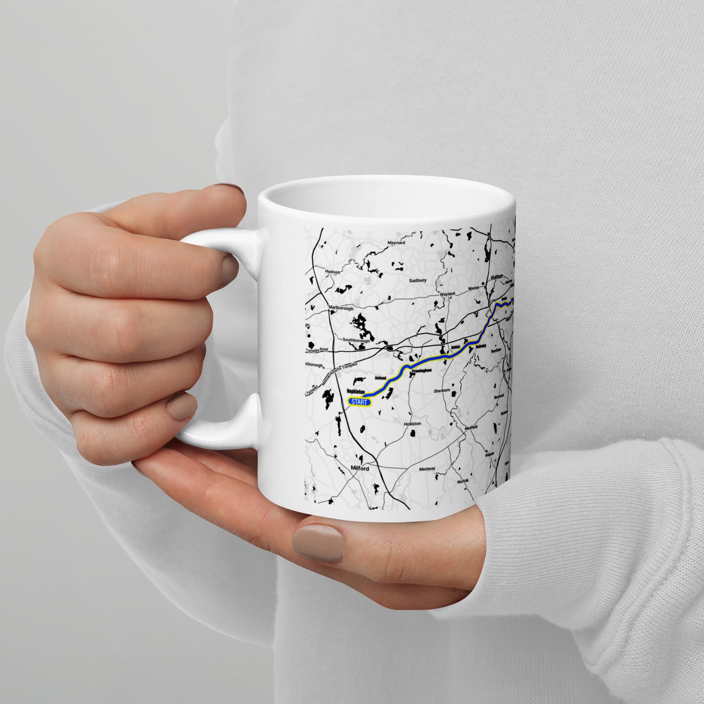 2024 BOSTON 26.2 WHITE MUG WITH MAP