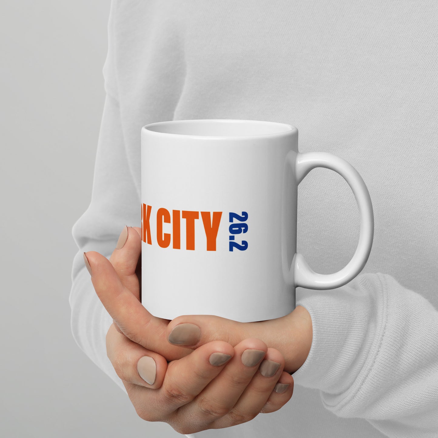 2024 NEW YORK CITY 26.2 WHITE AND ORANGE MUG