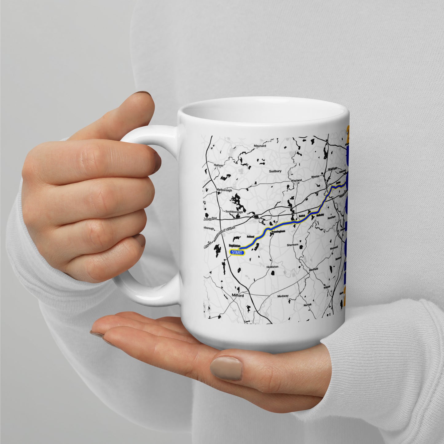 2024 BOSTON 26.2 WHITE MUG WITH MAP