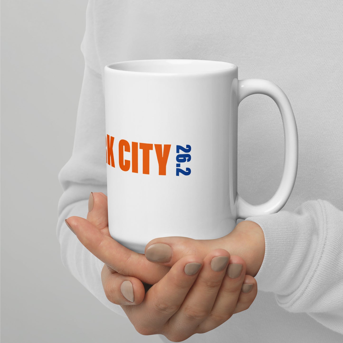 2024 NEW YORK CITY 26.2 WHITE AND ORANGE MUG